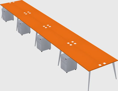 Shared rectangular office desk system