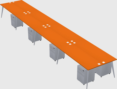 Shared rectangular office desk system
