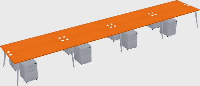 Shared rectangular office desk system