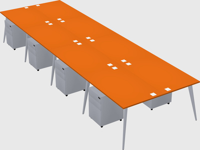 Shared rectangular office desk system