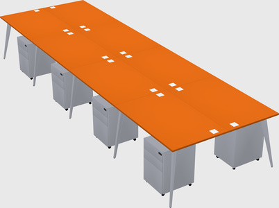 Shared rectangular office desk system