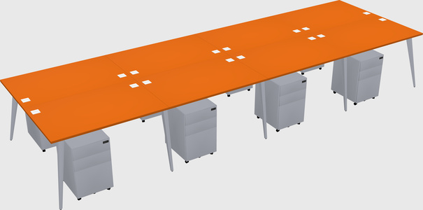 Shared rectangular office desk system