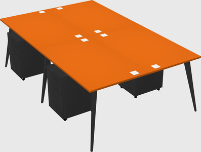 Shared rectangular office desk system