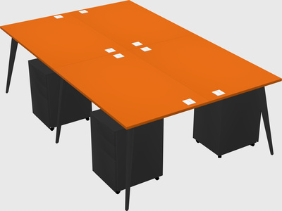 Shared rectangular office desk system