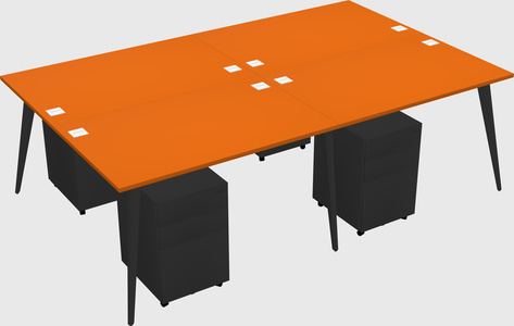 Shared rectangular office desk system