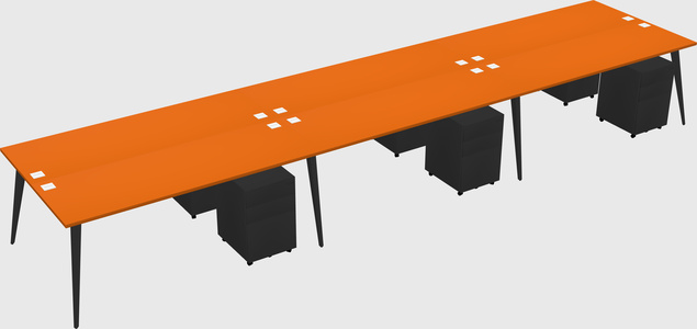 Shared rectangular office desk system