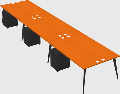 Shared rectangular office desk system