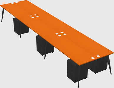 Shared rectangular office desk system