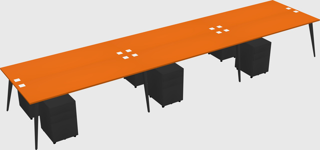 Shared rectangular office desk system