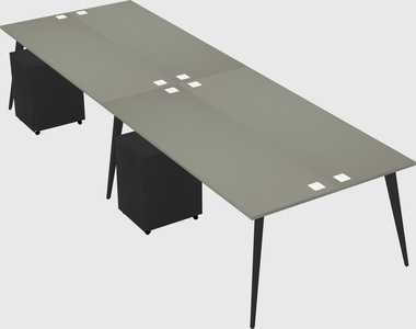 Shared rectangular office desk system