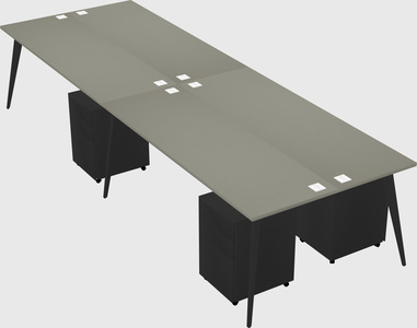 Shared rectangular office desk system