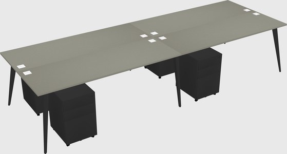 Shared rectangular office desk system