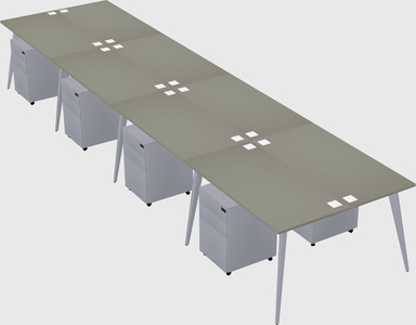 Shared rectangular office desk system