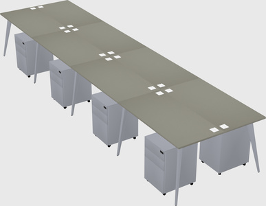 Shared rectangular office desk system