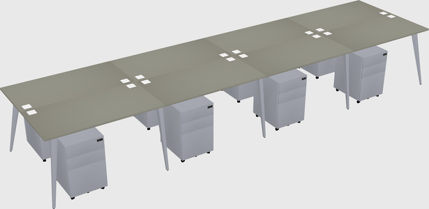 Shared rectangular office desk system