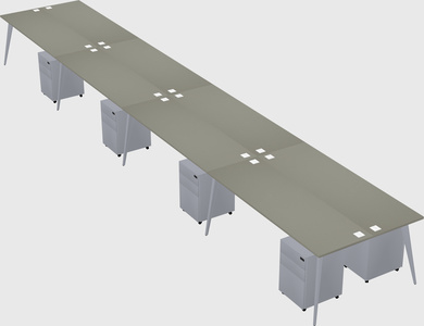 Shared rectangular office desk system