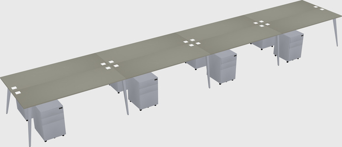 Shared rectangular office desk system