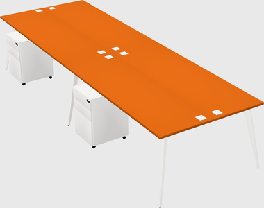 Shared rectangular office desk system