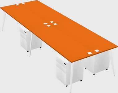 Shared rectangular office desk system