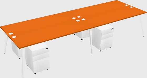 Shared rectangular office desk system