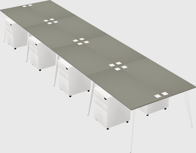 Shared rectangular office desk system