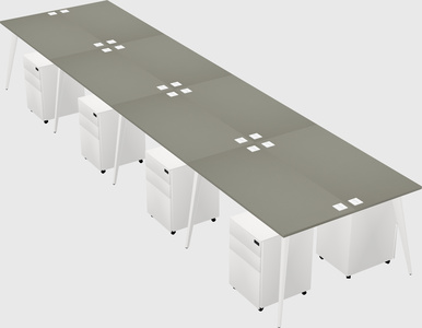 Shared rectangular office desk system