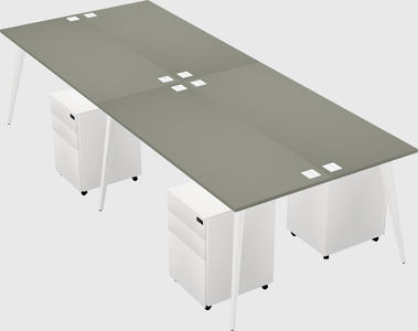 Shared rectangular office desk system
