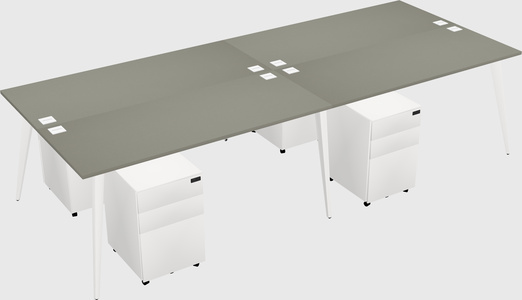 Shared rectangular office desk system