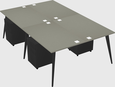Shared rectangular office desk system