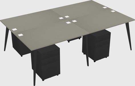 Shared rectangular office desk system