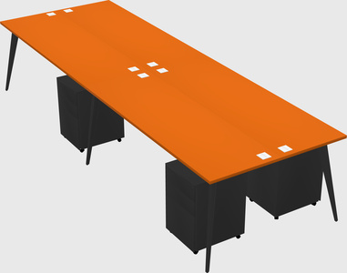 Shared rectangular office desk system