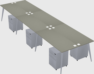 Shared rectangular office desk system