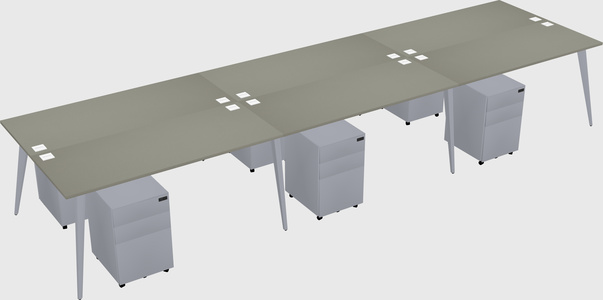 Shared rectangular office desk system