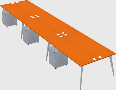 Shared rectangular office desk system