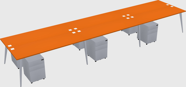 Shared rectangular office desk system