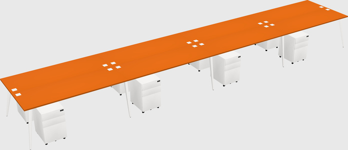 Shared rectangular office desk system