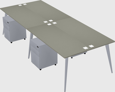 Shared rectangular office desk system