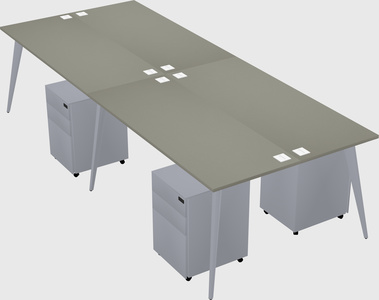 Shared rectangular office desk system