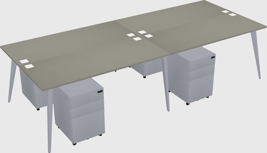 Shared rectangular office desk system