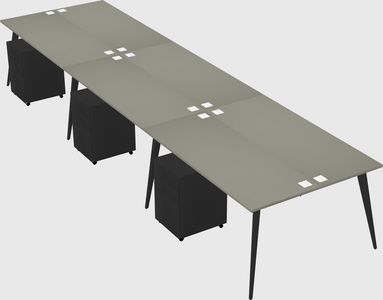 Shared rectangular office desk system