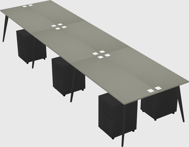 Shared rectangular office desk system