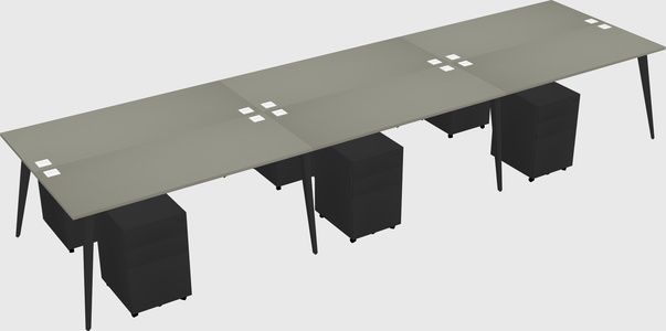 Shared rectangular office desk system
