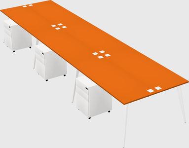 Shared rectangular office desk system