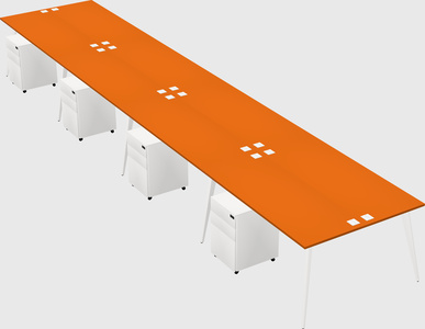 Shared rectangular office desk system