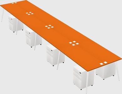 Shared rectangular office desk system