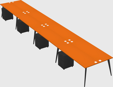 Shared rectangular office desk system