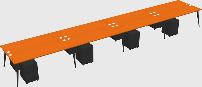 Shared rectangular office desk system