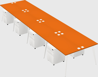 Shared rectangular office desk system