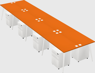 Shared rectangular office desk system