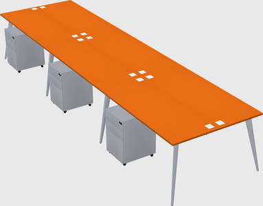 Shared rectangular office desk system